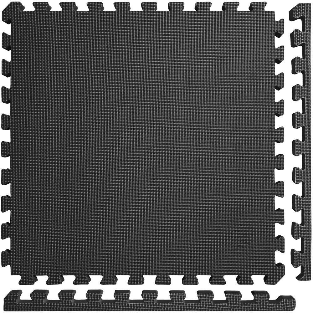 Meister X-THICK 1.5" Interlocking EVA Foam Mats - 2X Cushion for Wrestling, MMA Takedowns & Gymnastics - 2'x2' Tiles - Black - 10 Tiles (40 Sqft)