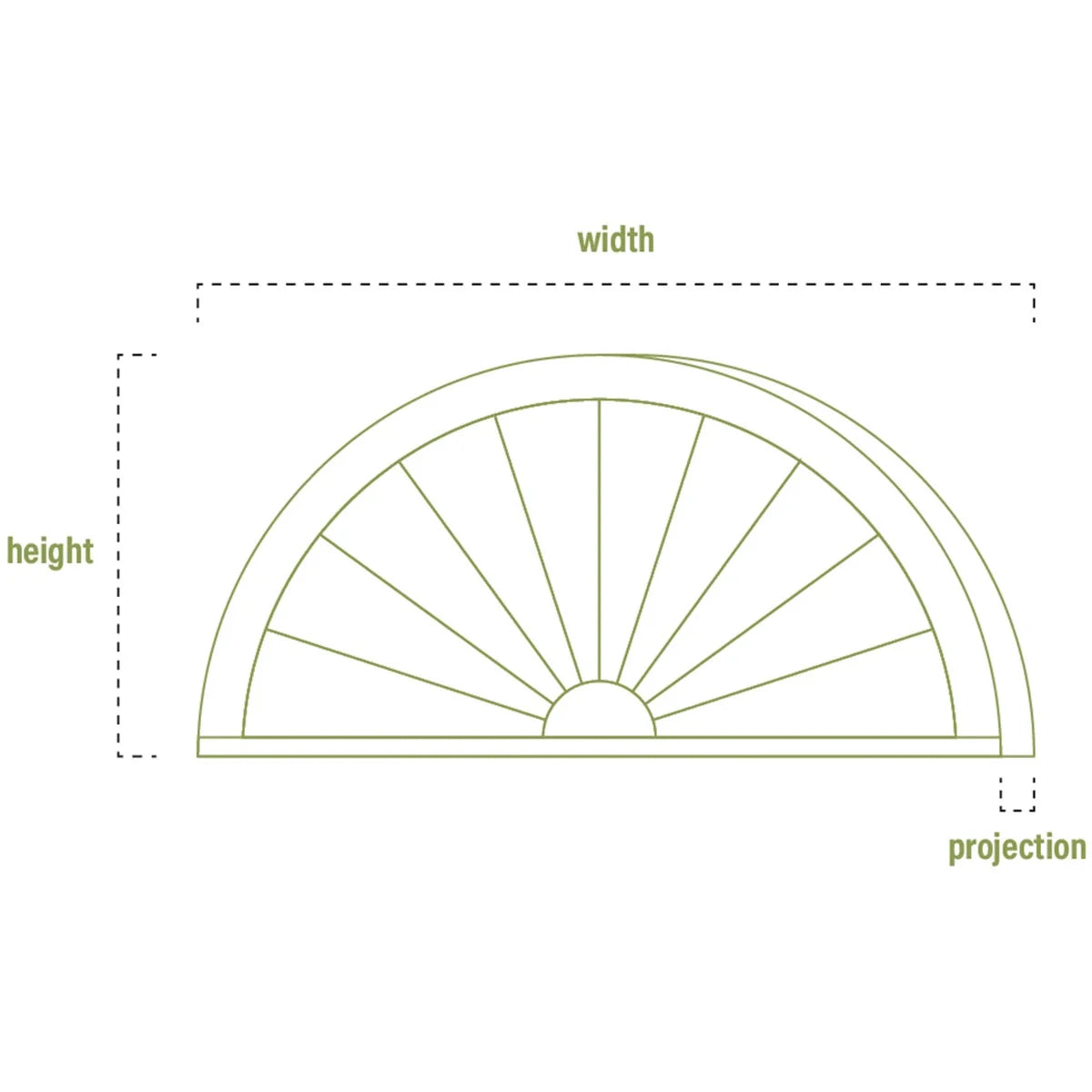 Ekena Millwork 52"W x 19-7/8"H x 2-3/4"P (Pitch 6/12) Peaked Cap Sunburst Architectural Grade PVC Combination Pediment