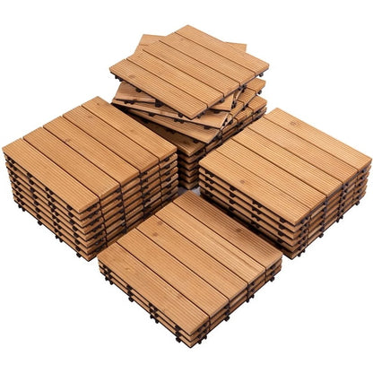 Renwick 12" x 12" Square Wooden Floor Tiles, 27 Pieces, Natural Wood