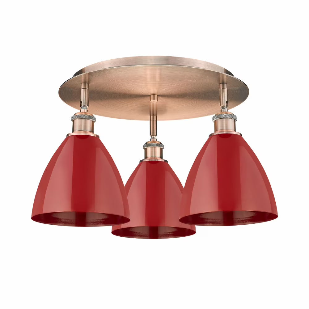 516-3C-AB-MBD-75-BL-Innovations Lighting-Ballston Dome - 3 Light Flush Mount In Industrial Style-10 Inches Tall and 19.25 Inches Wide-Antique Brass