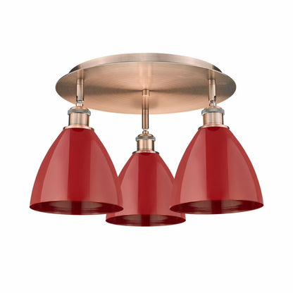 516-3C-AB-MBD-75-BL-Innovations Lighting-Ballston Dome - 3 Light Flush Mount In Industrial Style-10 Inches Tall and 19.25 Inches Wide-Antique Brass