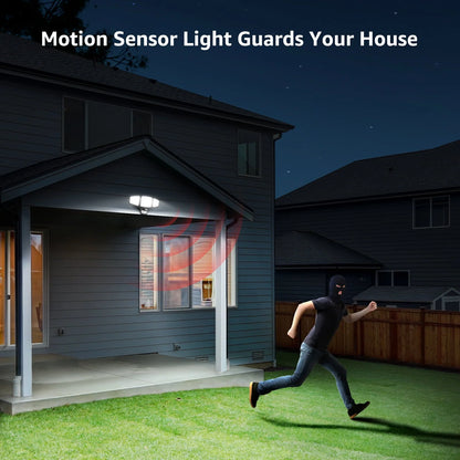 Lepro Motion Sensor Outdoor Light , LED Security Flood Lights with 3 Adjustable Heads, 270° Wide Lighting Angle, 27W 3200LM Super Bright, IP65 Waterproof for Yard Porch Garage, Black