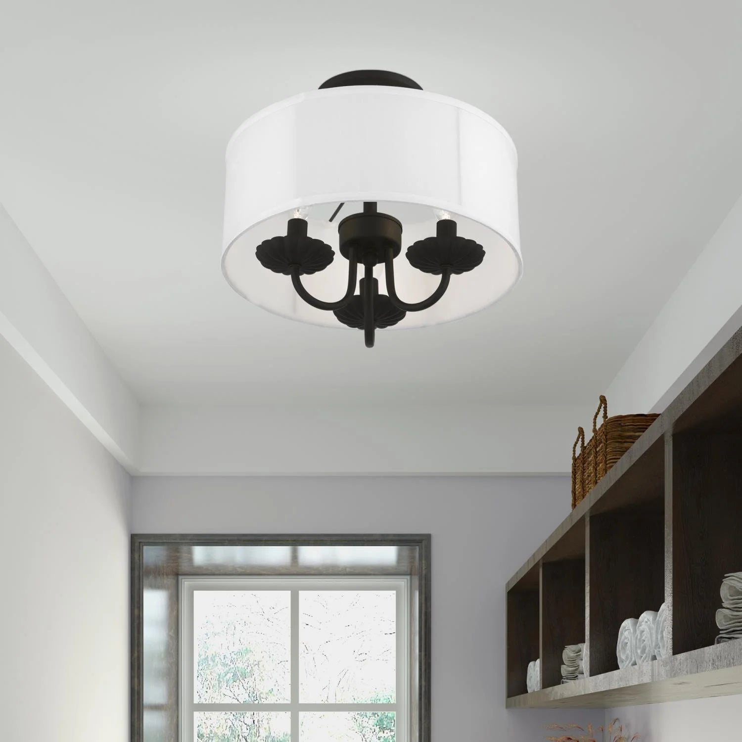 42987-33-Livex Lighting-Brookdale - 3 Light Semi-Flush Mount In Transitional Style-11 Inches Tall and 13 Inches Wide-Soft Gold Finish