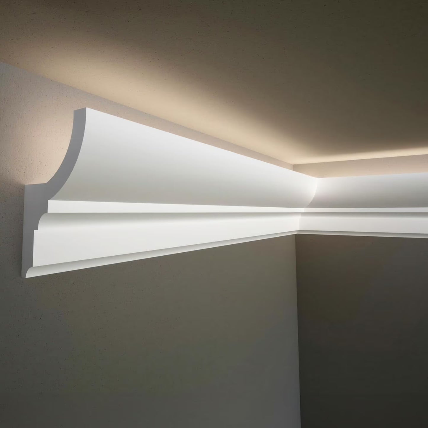 7-Piece 94.5? (55.12 ft) Crown Molding with Duct Kit for Seamless Ambient Home Accent Lighting | Waterproof Channel for Easy LED Strip Installation (CROWN MOLDING WITH LED DUCT)