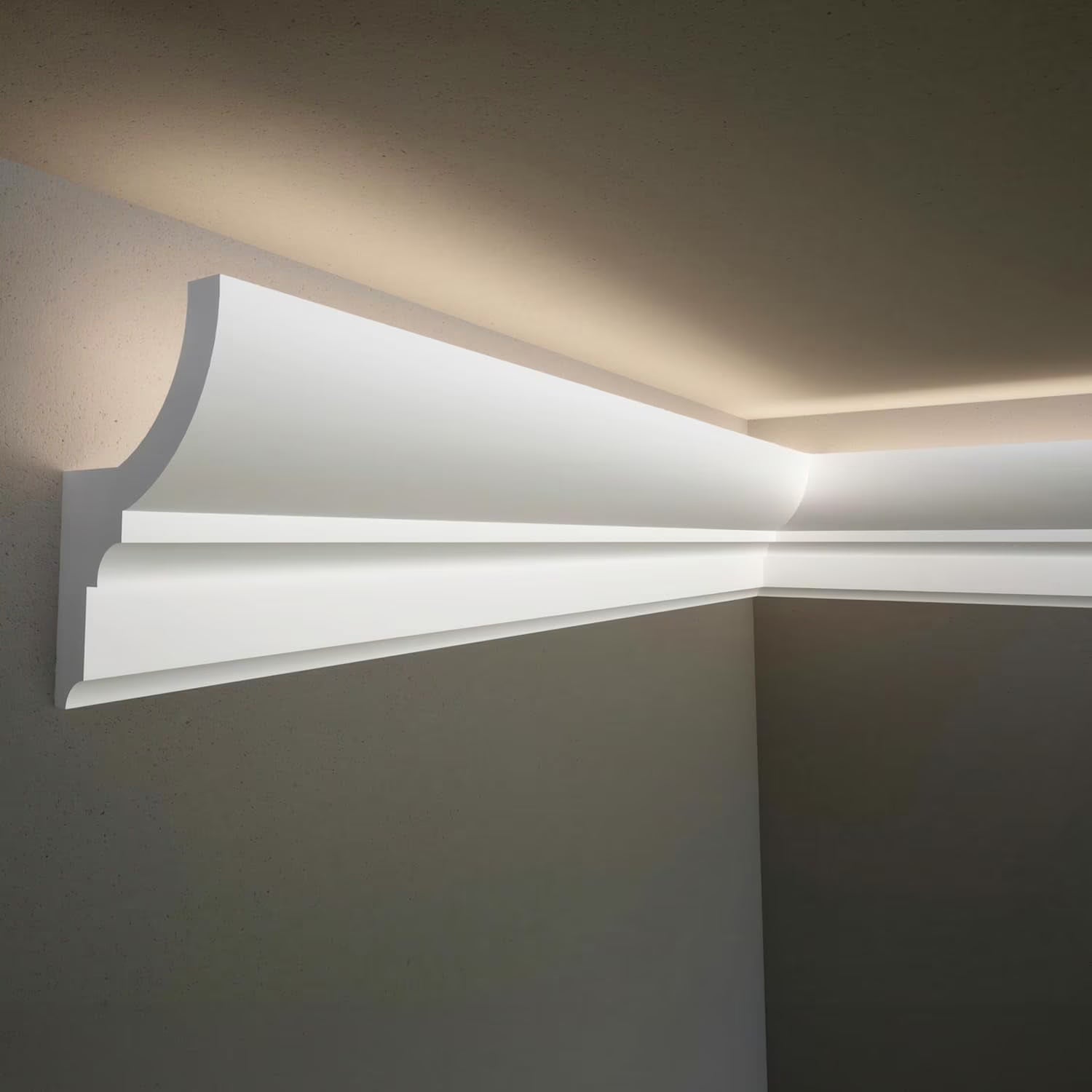 7-Piece 94.5? (55.12 ft) Crown Molding with Duct Kit for Seamless Ambient Home Accent Lighting | Waterproof Channel for Easy LED Strip Installation (CROWN MOLDING WITH LED DUCT)